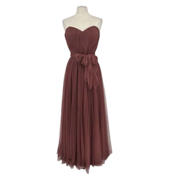 Revelry Dresses & Skirts - Revelry Rosalie Tulle Convertible Dress Sz 10 Rosewood Maxi Bridesmaid Strapless